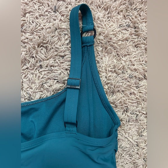 DKNY teal one piece bathing suit w/ built in bra M - Picture 5 of 9